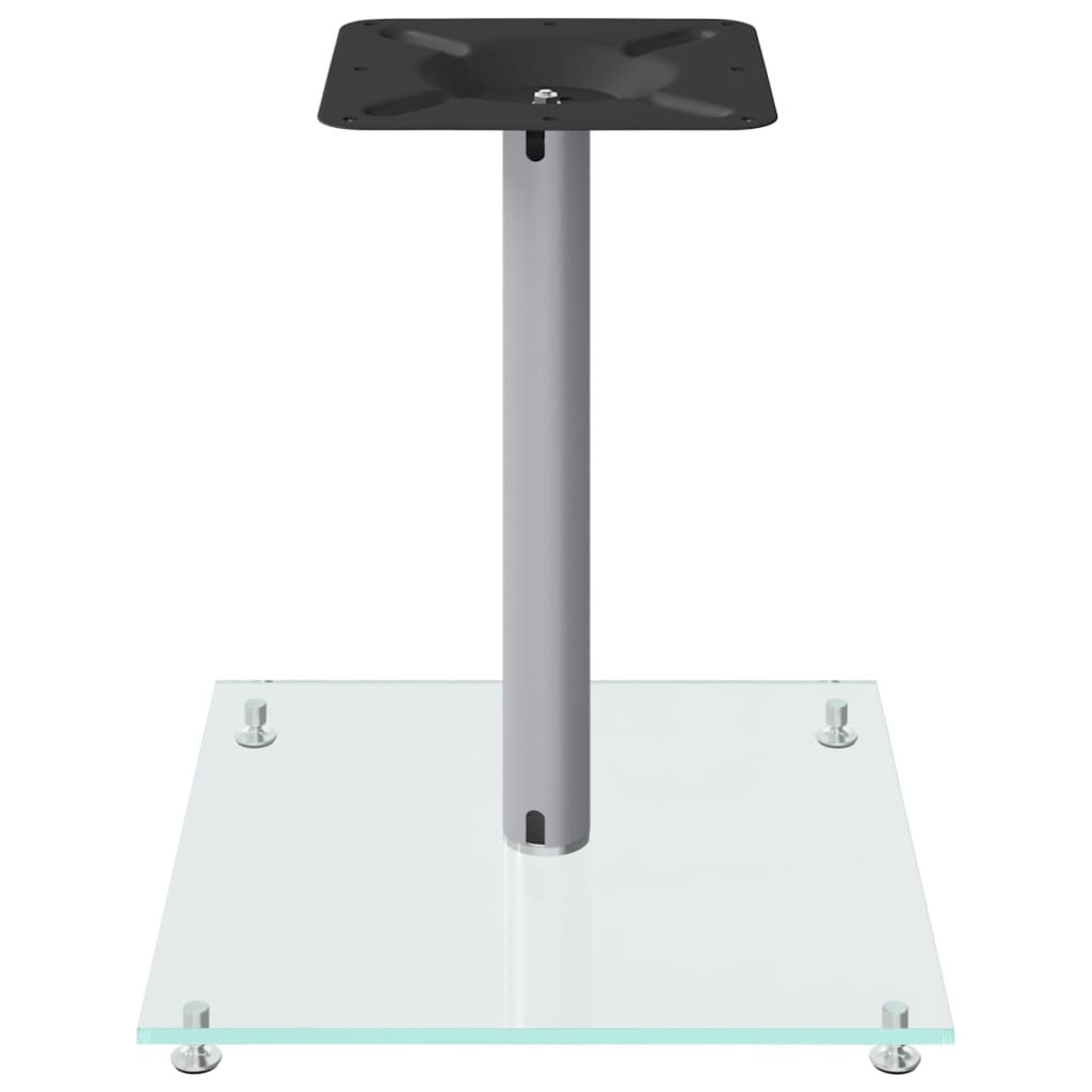 Pedane Casse 2pz Argento Vetro Temperato Design a 1 Pilastro - homemem39