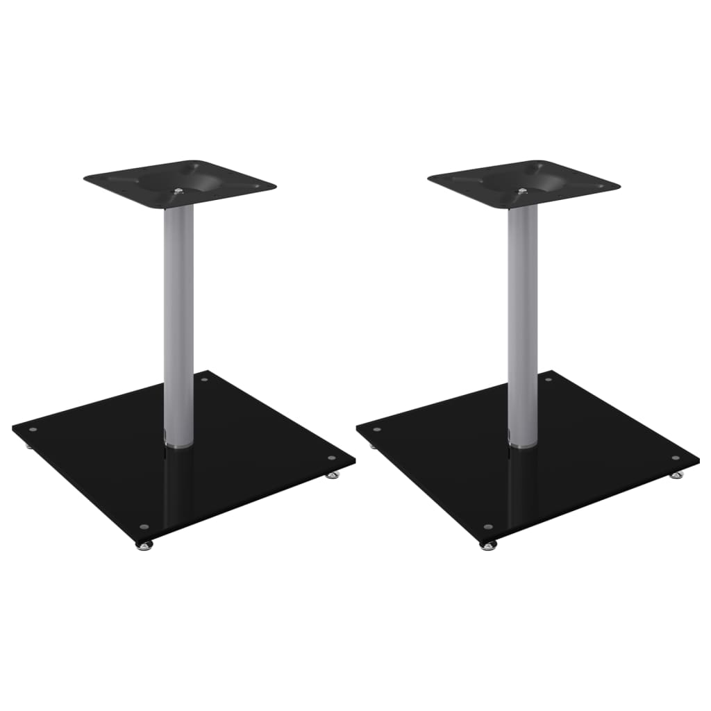 Pedane Casse 2pz Nero Argento Vetro Temperato Design 1 Pilastro - homemem39