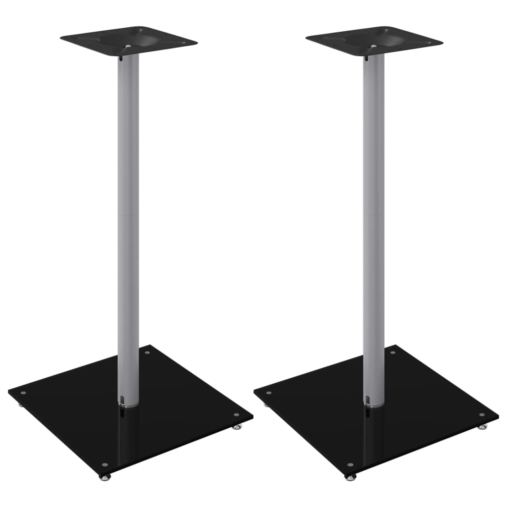 Pedane Casse 2pz Nero Argento Vetro Temperato Design 1 Pilastro - homemem39