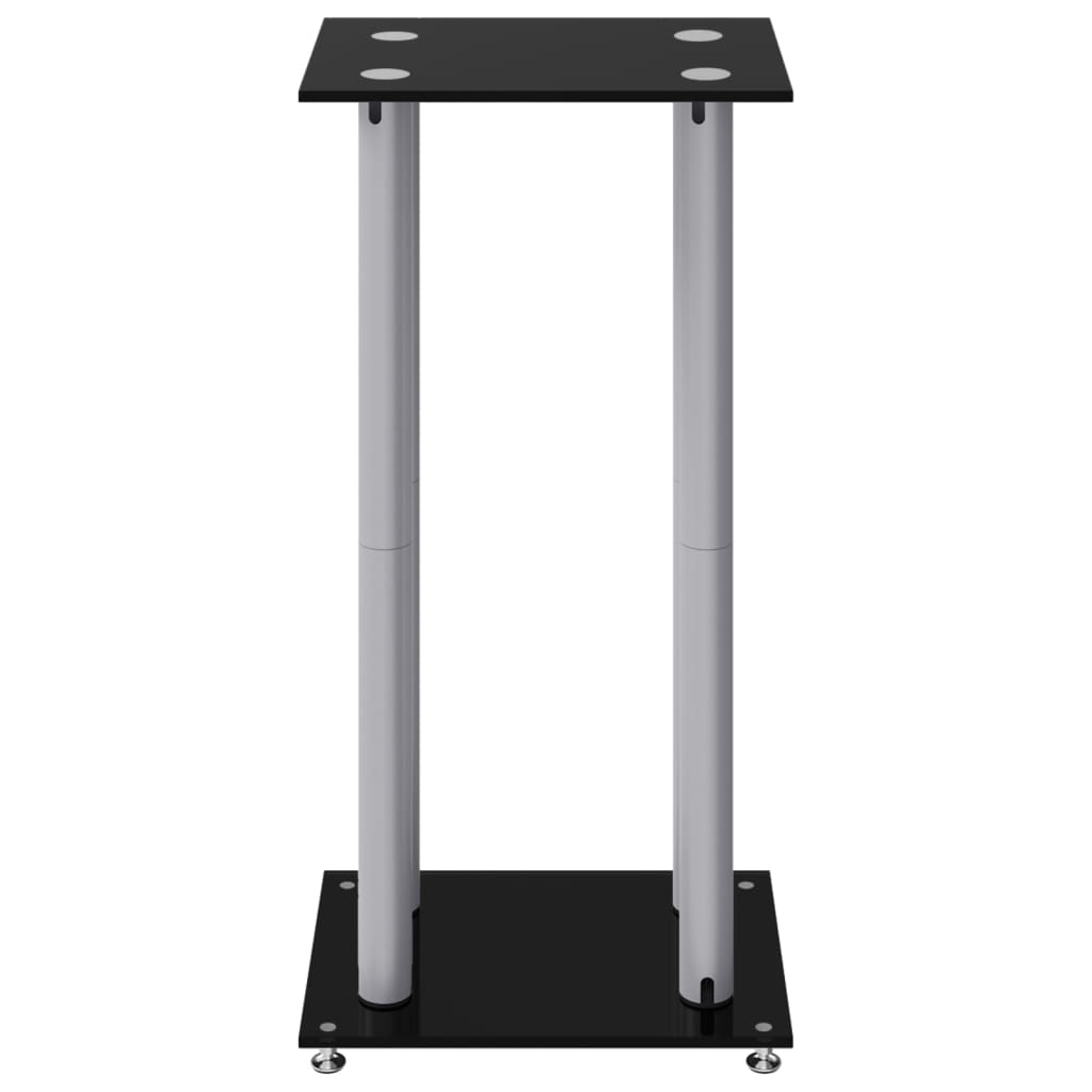 Pedane Casse 2pz Nero Argento Vetro Temperato Design 4 Pilastri - homemem39