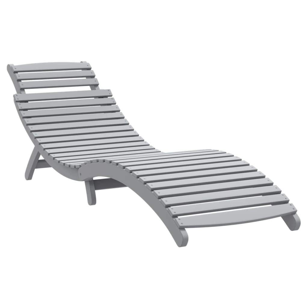 Lettino Prendisole Grigio 184x55x64 cm Legno Massello di Acacia - homemem39