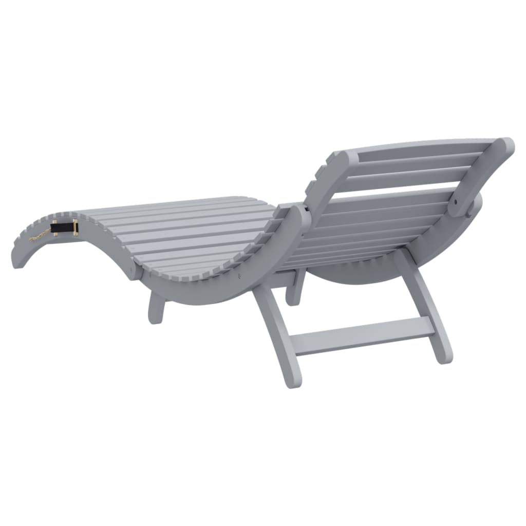 Lettino Prendisole Grigio 184x55x64 cm Legno Massello di Acacia - homemem39