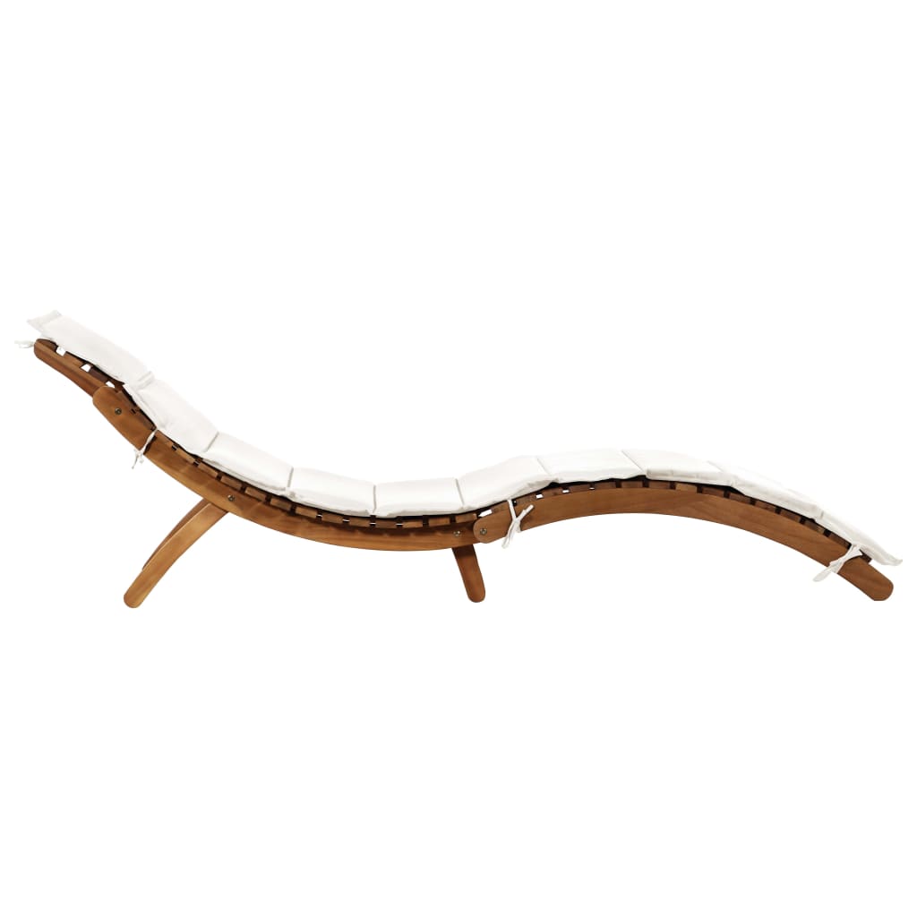 Lettino Prendisole con Cuscini Crema Legno Massello di Acacia - homemem39