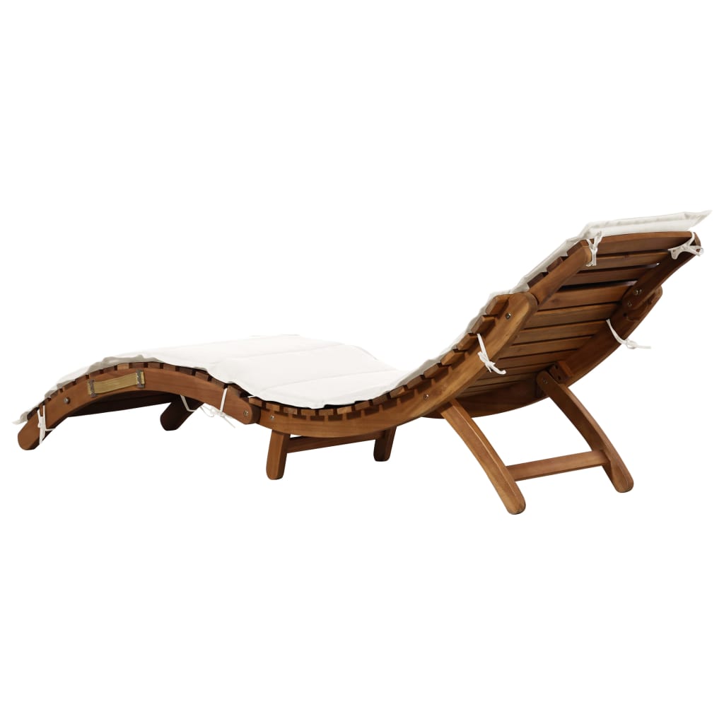 Lettino Prendisole con Cuscini Crema Legno Massello di Acacia - homemem39