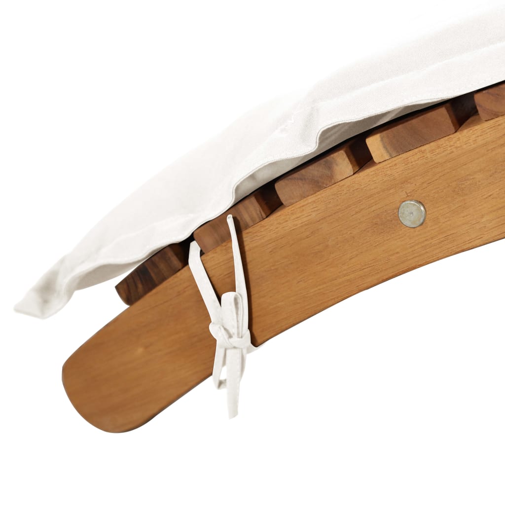 Lettino Prendisole con Cuscini Crema Legno Massello di Acacia - homemem39