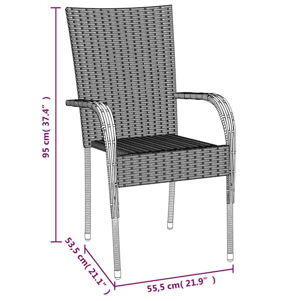 Set da Pranzo da Giardino 7 pz Nero in Polyrattan | homemem39