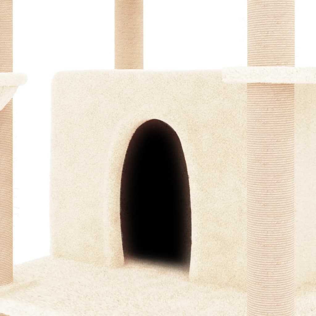 Albero per Gatti con Tiragraffi in Sisal Crema 166 cm - homemem39