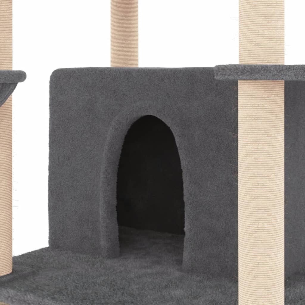 Albero per Gatti con Tiragraffi in Sisal Grigio Scuro 166 cm - homemem39