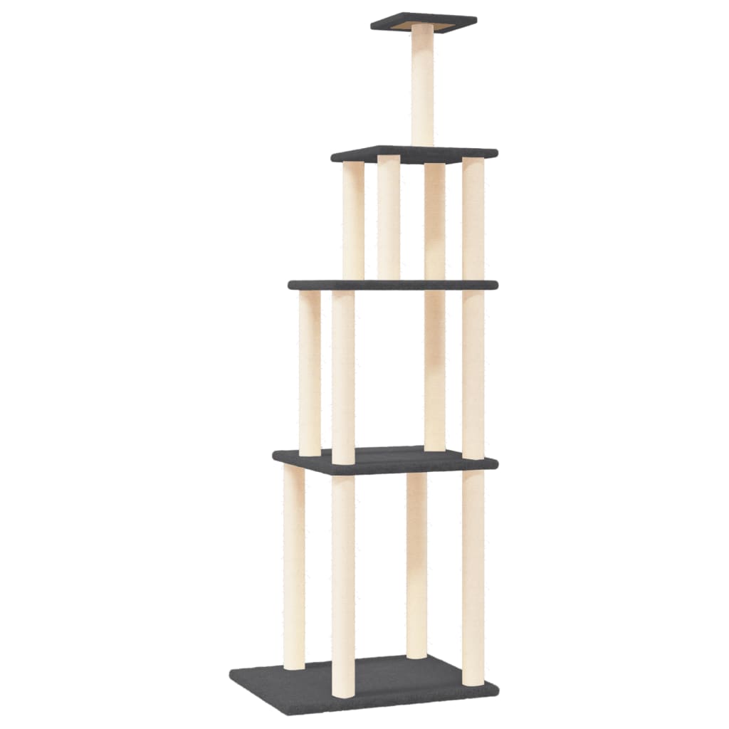 Albero per Gatti con Tiragraffi in Sisal Grigio Scuro 183 cm - homemem39