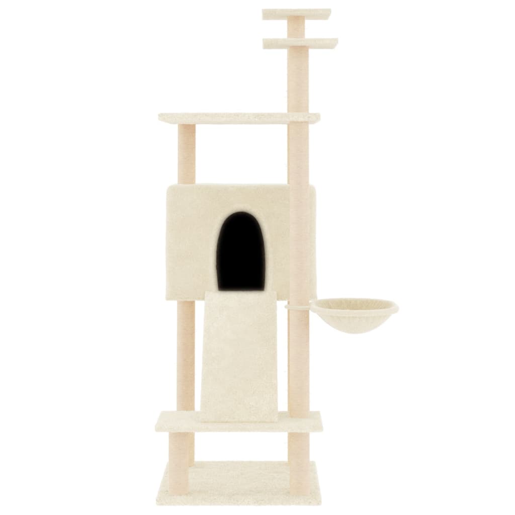 Albero per Gatti con Tiragraffi in Sisal Crema 153 cm - homemem39