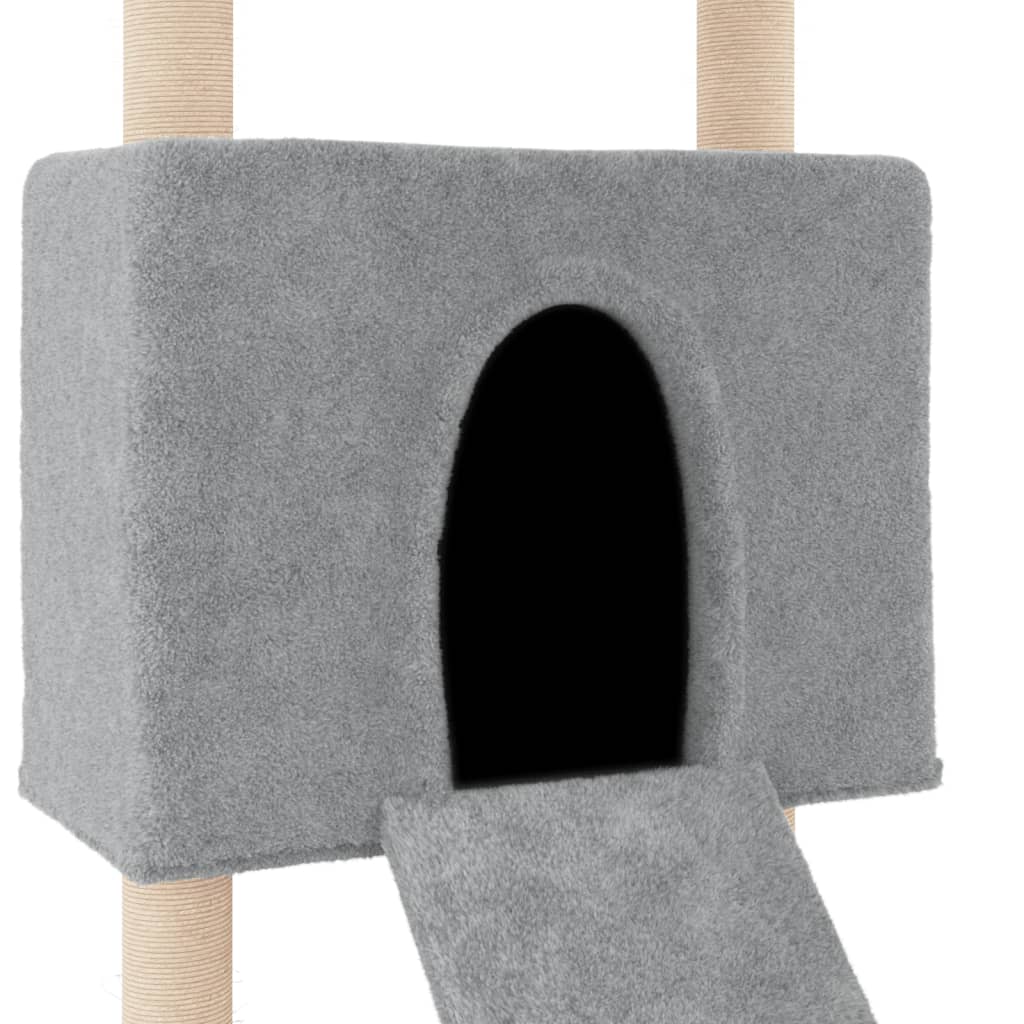 Albero per Gatti con Tiragraffi in Sisal Grigio Chiaro 153 cm - homemem39