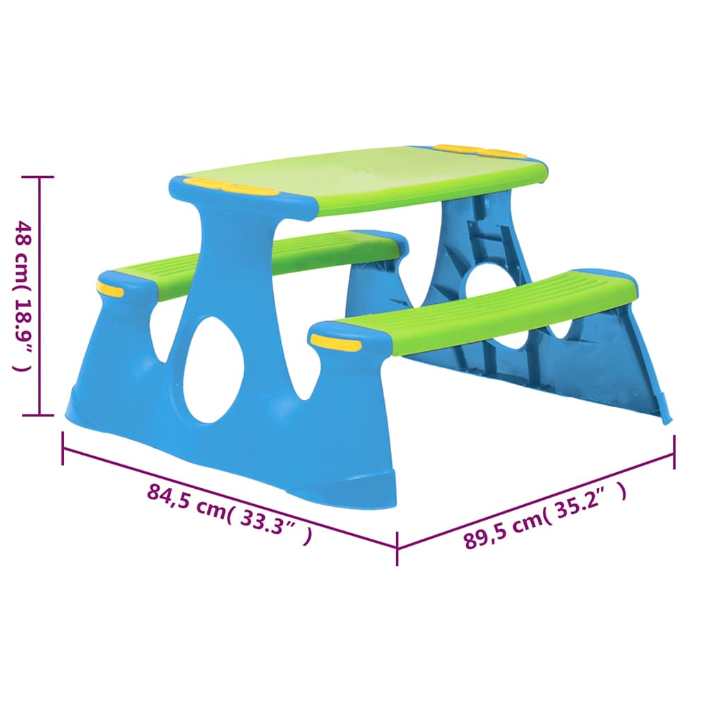 Panca da Picnic per Bambini 89,5x84,5x48 cm in Polipropilene - homemem39