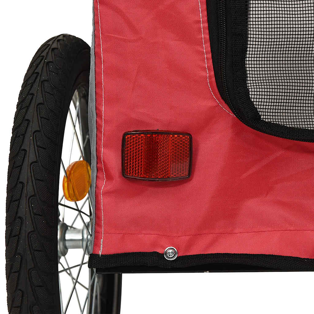 Rimorchio da Bici per Animali Rosso e Grigio Oxford e Ferro | homemem39