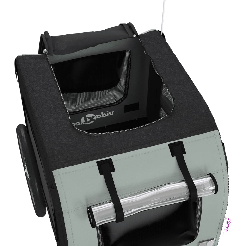 Rimorchio da Bici per Animali Nero e Grigio Oxford e Ferro - homemem39