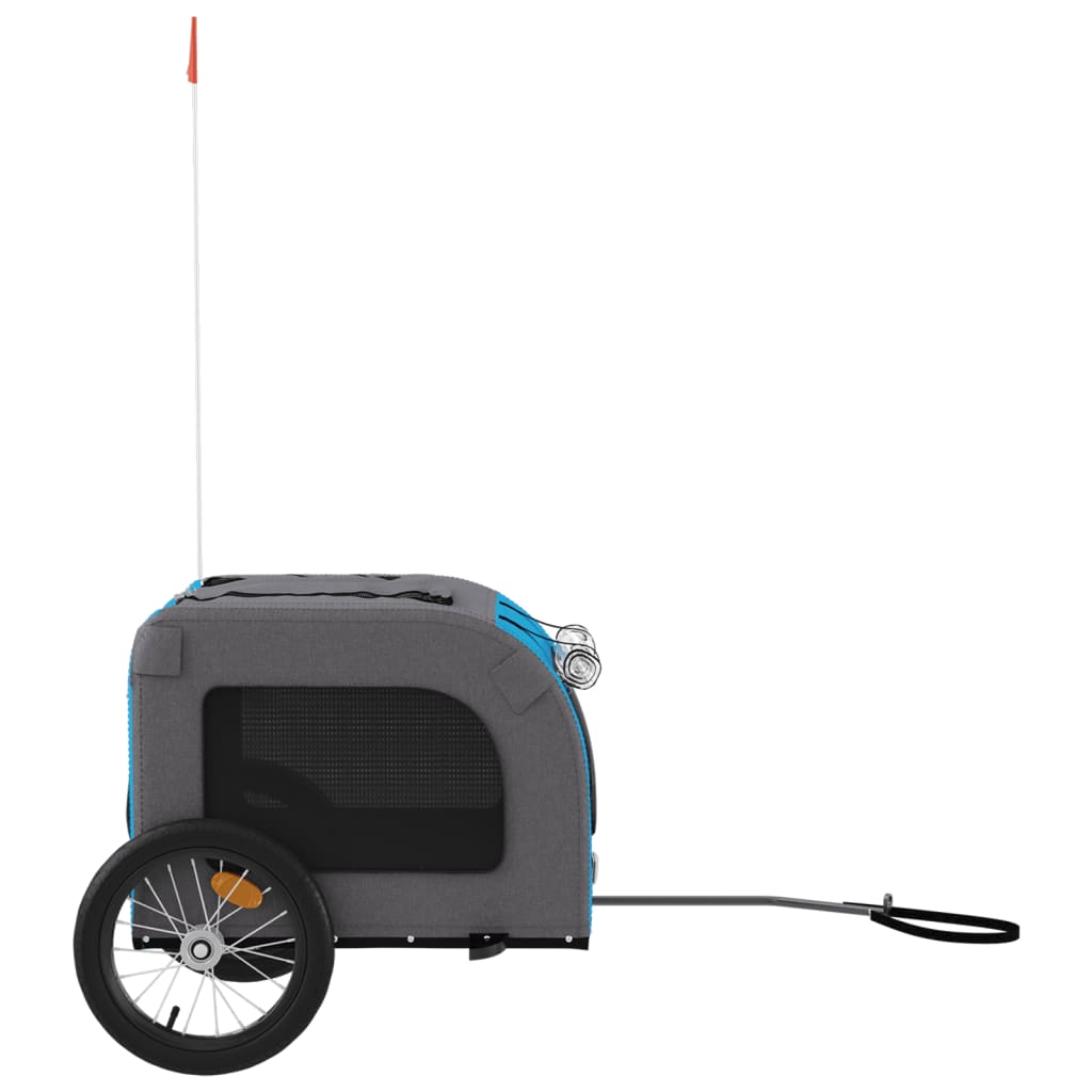 Rimorchio da Bici per Animali Blu e Grigio Oxford e Ferro - homemem39