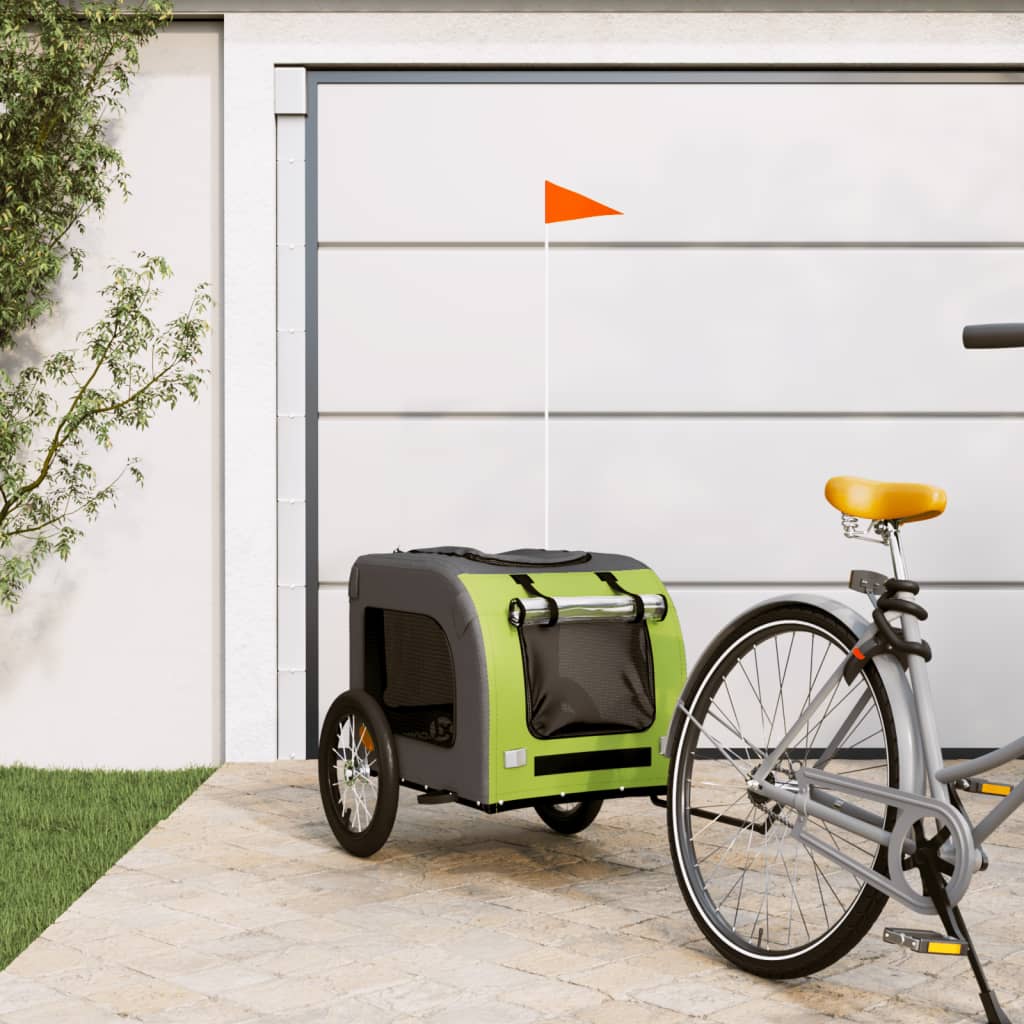 Rimorchio da Bici per Animali Verde e Grigio Oxford e Ferro - homemem39