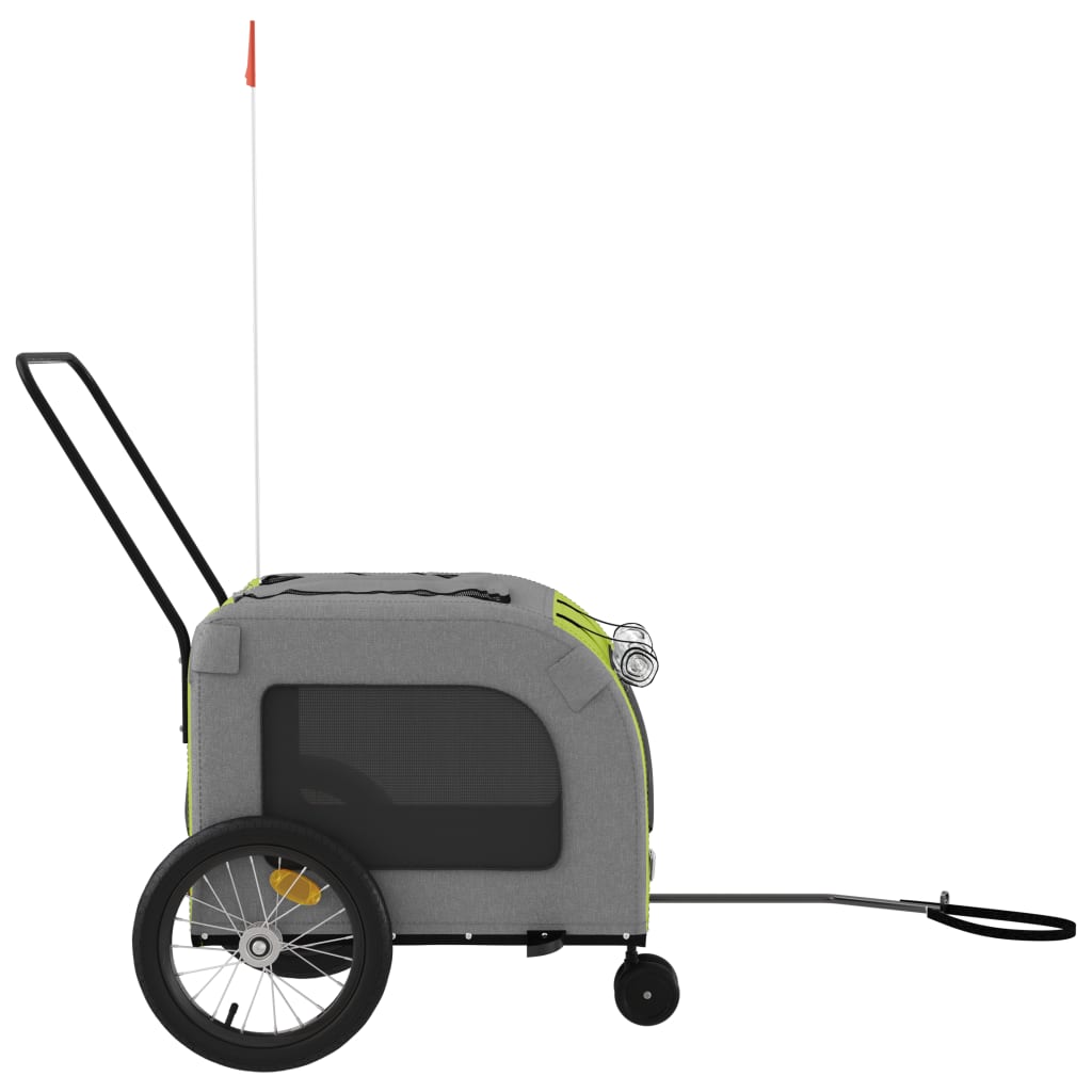 Rimorchio da Bici per Animali Verde e Grigio Oxford e Ferro - homemem39