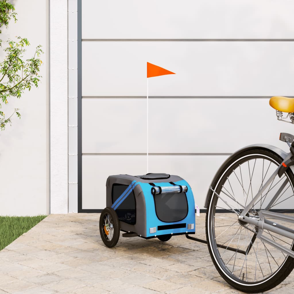Rimorchio da Bici per Animali Blu e Grigio Oxford e Ferro - homemem39