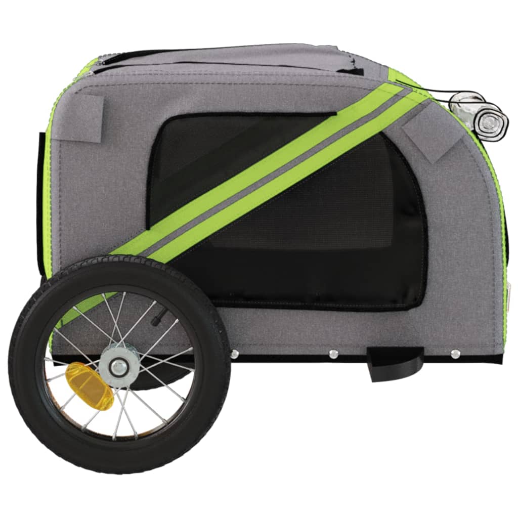 Rimorchio da Bici per Animali Verde e Grigio Oxford e Ferro - homemem39