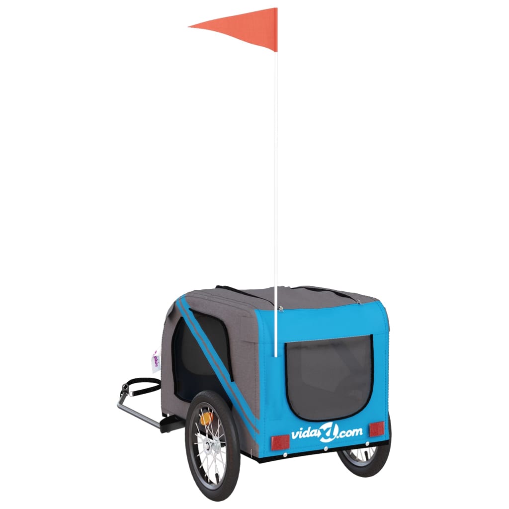 Rimorchio da Bici per Animali Blu e Grigio Oxford e Ferro - homemem39