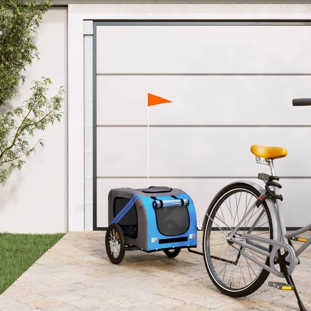 Rimorchio da Bici per Animali Blu e Grigio Oxford e Ferro - homemem39