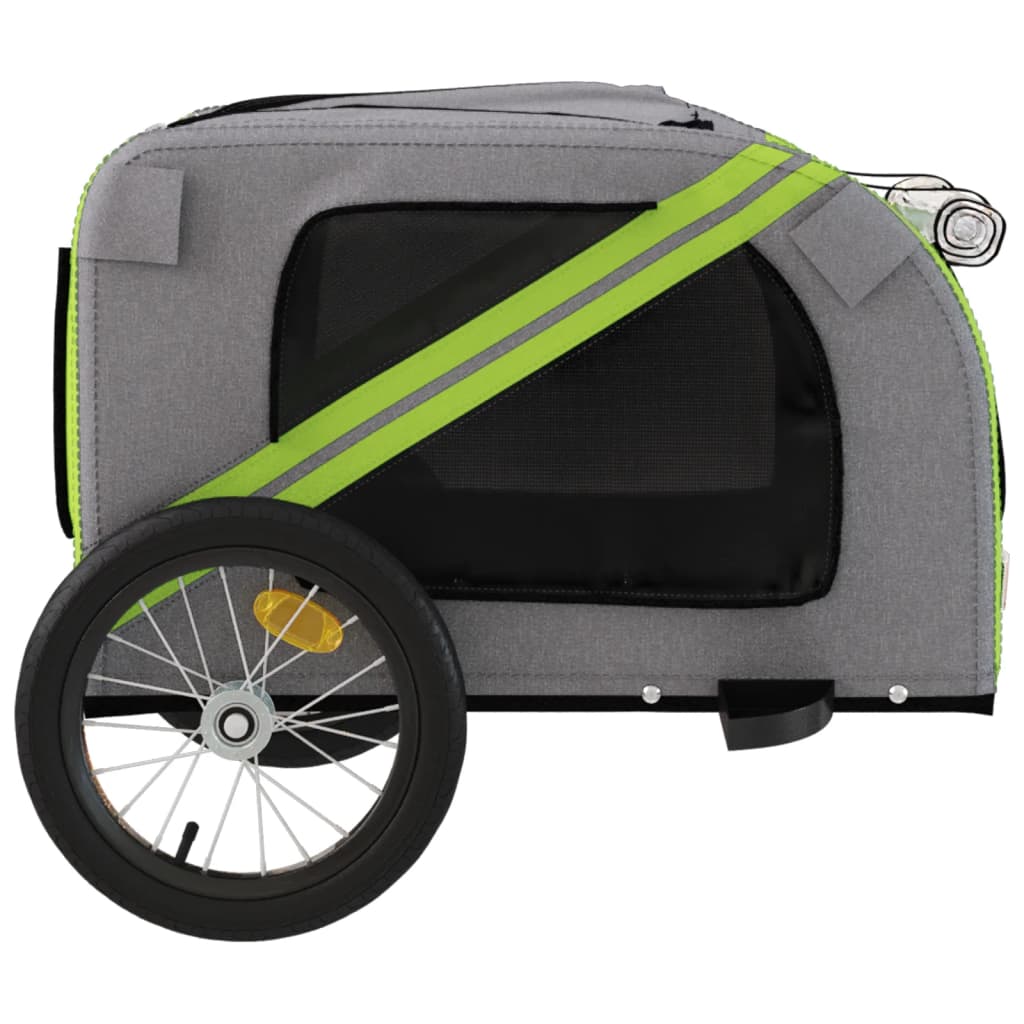 Rimorchio da Bici per Animali Verde e Grigio Oxford e Ferro - homemem39