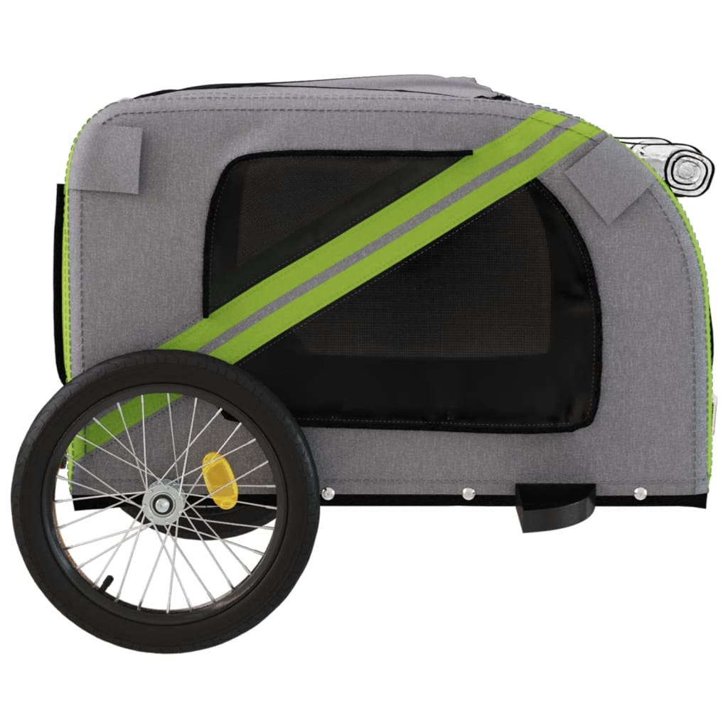 Rimorchio da Bici per Animali Verde e Grigio Oxford e Ferro - homemem39