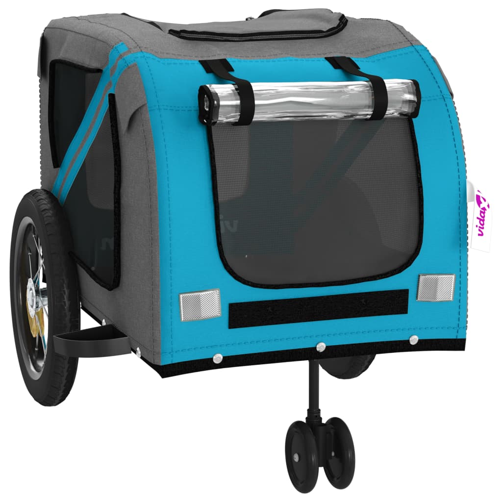 Rimorchio da Bici per Animali Blu e Nero Oxford e Ferro - homemem39