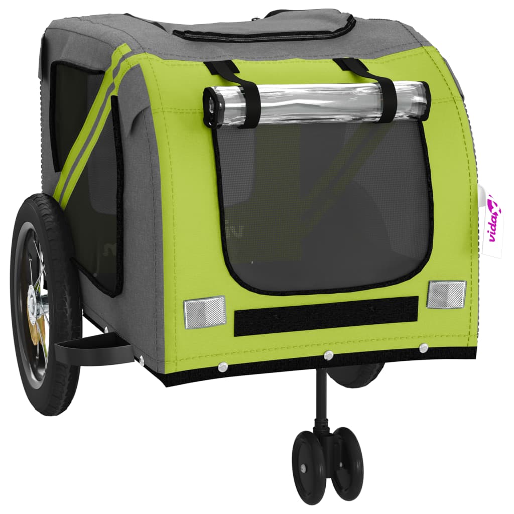 Rimorchio da Bici per Animali Verde e Nero Oxford e Ferro - homemem39