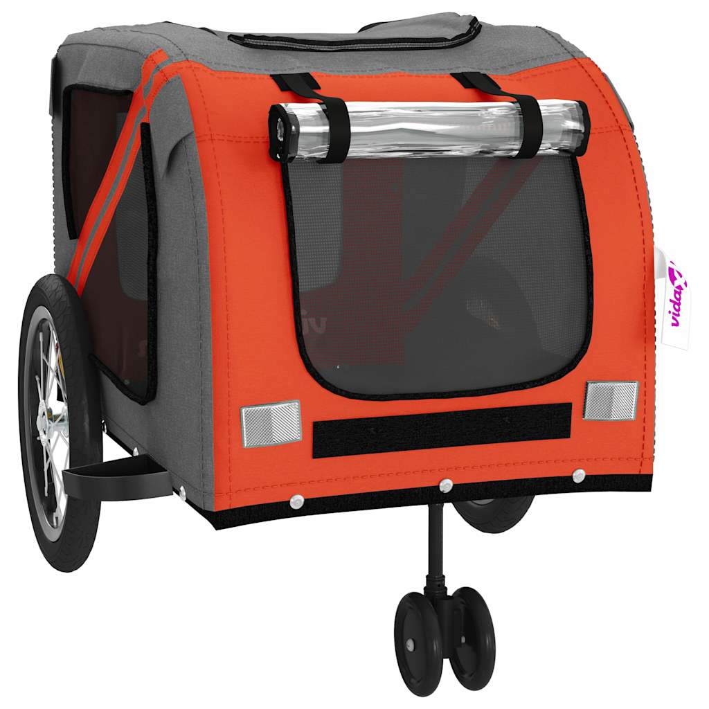 Rimorchio da Bici per Animali Arancione e Grigio Oxford e Ferro - homemem39