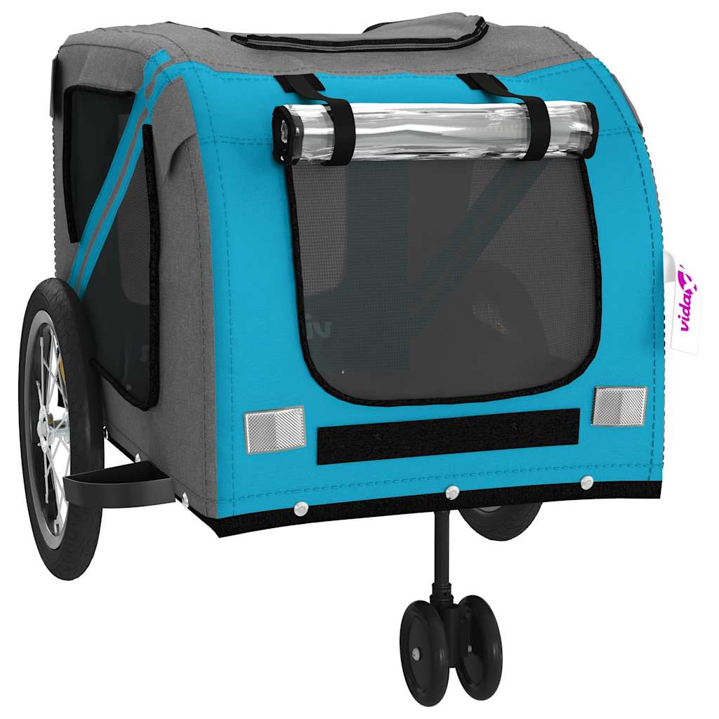 Rimorchio da Bici per Animali Blu e Grigio Oxford e Ferro - homemem39