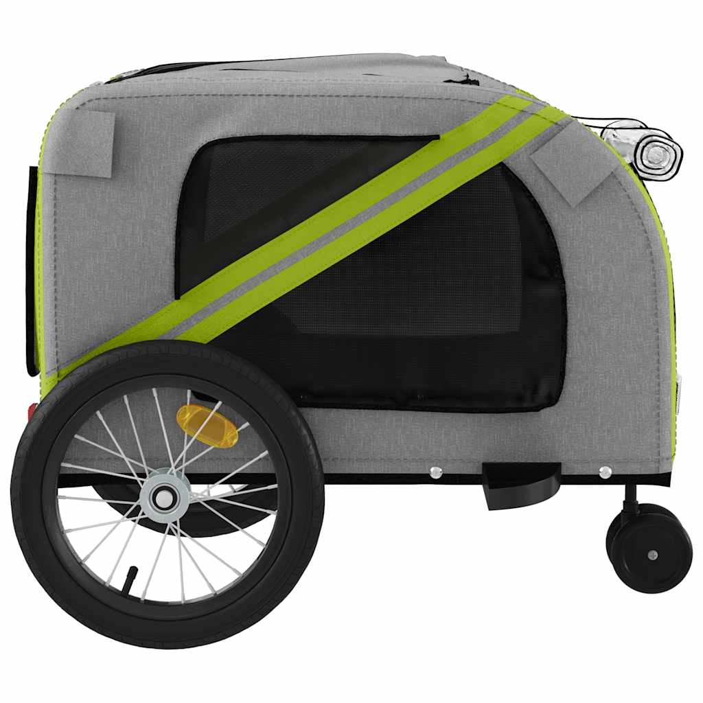 Rimorchio da Bici per Animali Verde e Grigio Oxford e Ferro - homemem39