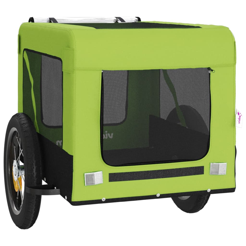 Rimorchio da Bici per Animali Verde e Nero Oxford e Ferro - homemem39