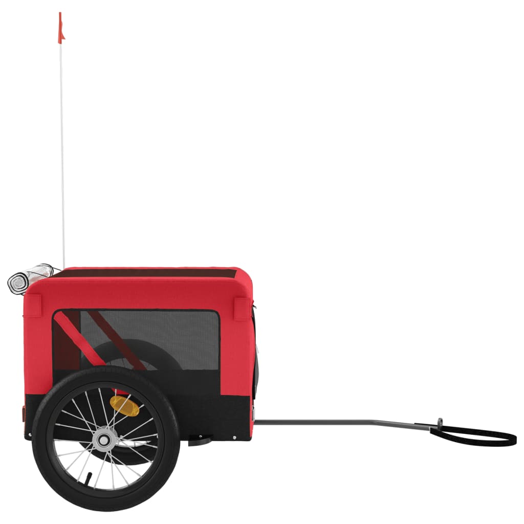 Rimorchio da Bici per Animali Rosso e Nero Oxford e Ferro - homemem39
