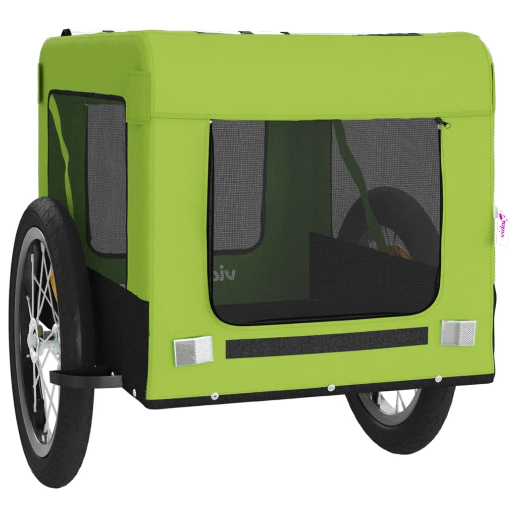 Rimorchio da Bici per Animali Verde e Nero Oxford e Ferro - homemem39