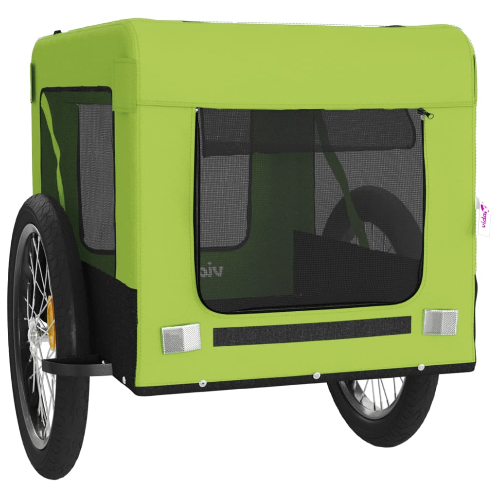 Rimorchio da Bici per Animali Verde e Nero Oxford e Ferro - homemem39