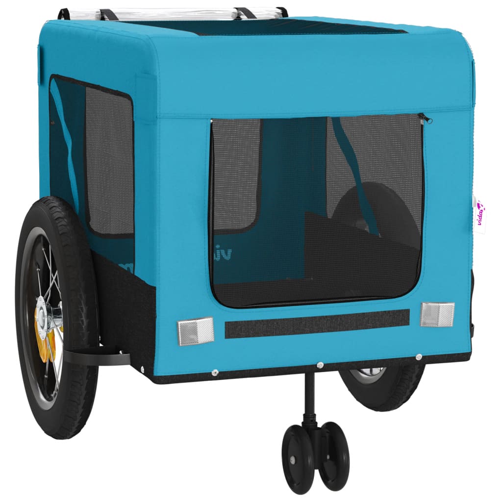 Rimorchio da Bici per Animali Blu e Nero Oxford e Ferro - homemem39