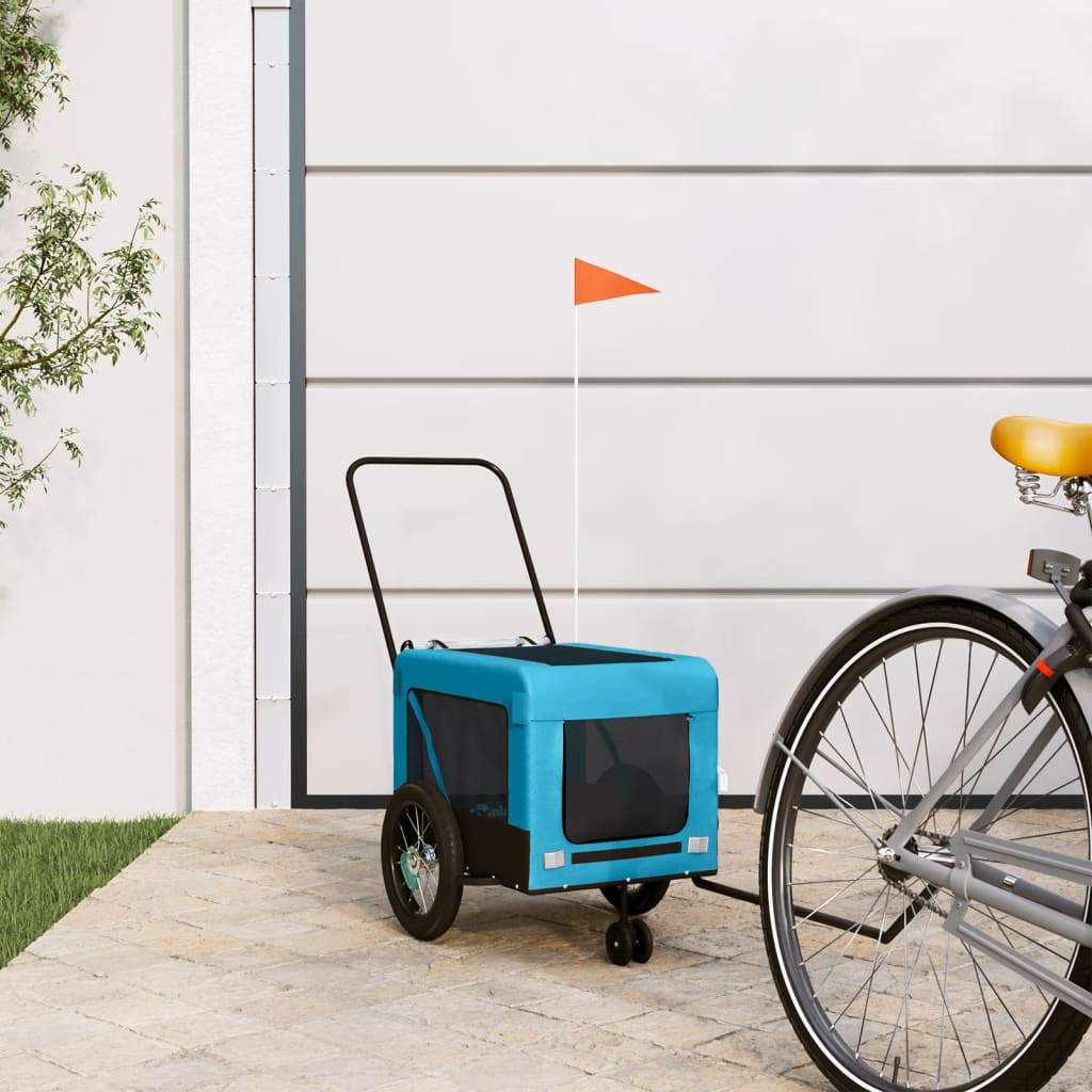 Rimorchio da Bici per Animali Blu e Nero Oxford e Ferro - homemem39