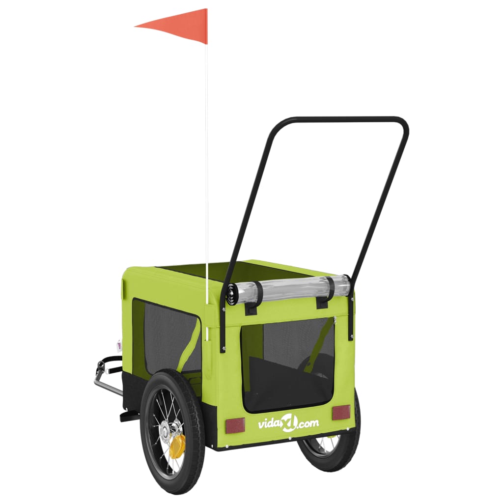 Rimorchio da Bici per Animali Verde e Nero Oxford e Ferro - homemem39
