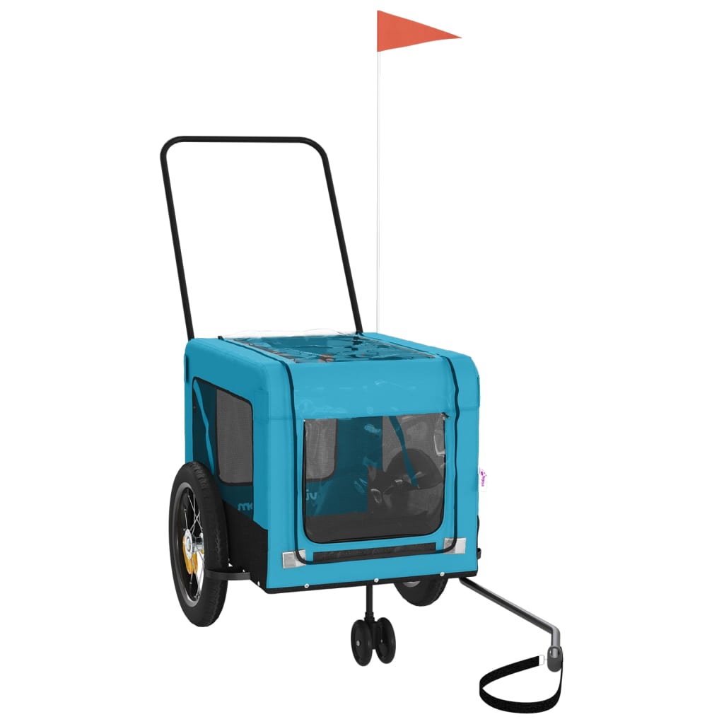 Rimorchio da Bici per Animali Blu e Nero Oxford e Ferro - homemem39