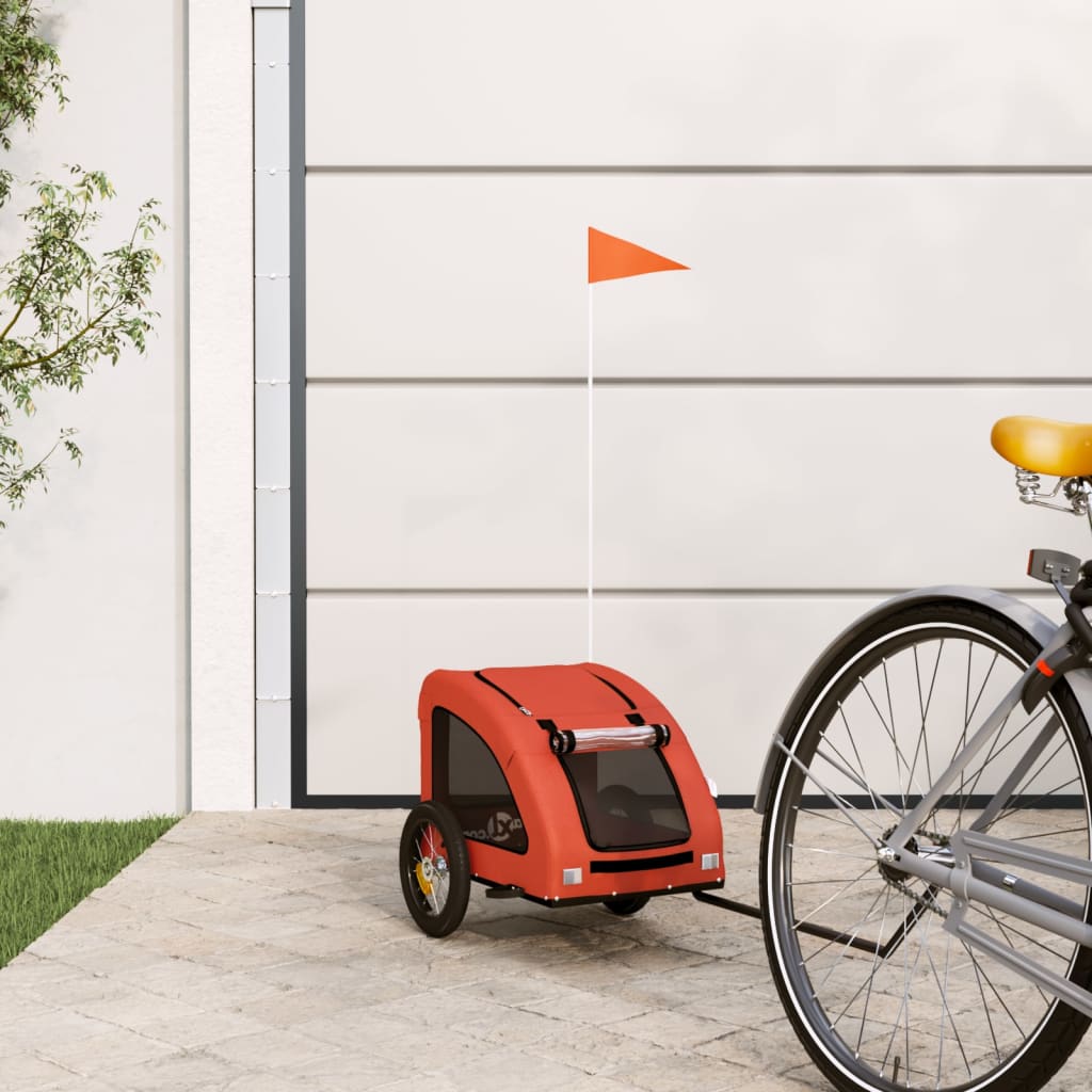 Rimorchio da Bici per Animali Arancione e Grigio Oxford e Ferro - homemem39