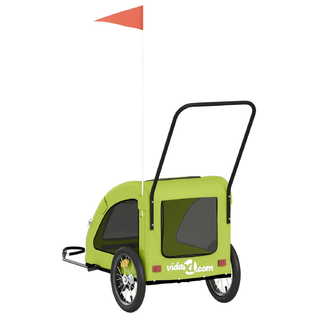 Rimorchio da Bici per Animali Verde Oxford e Ferro - homemem39