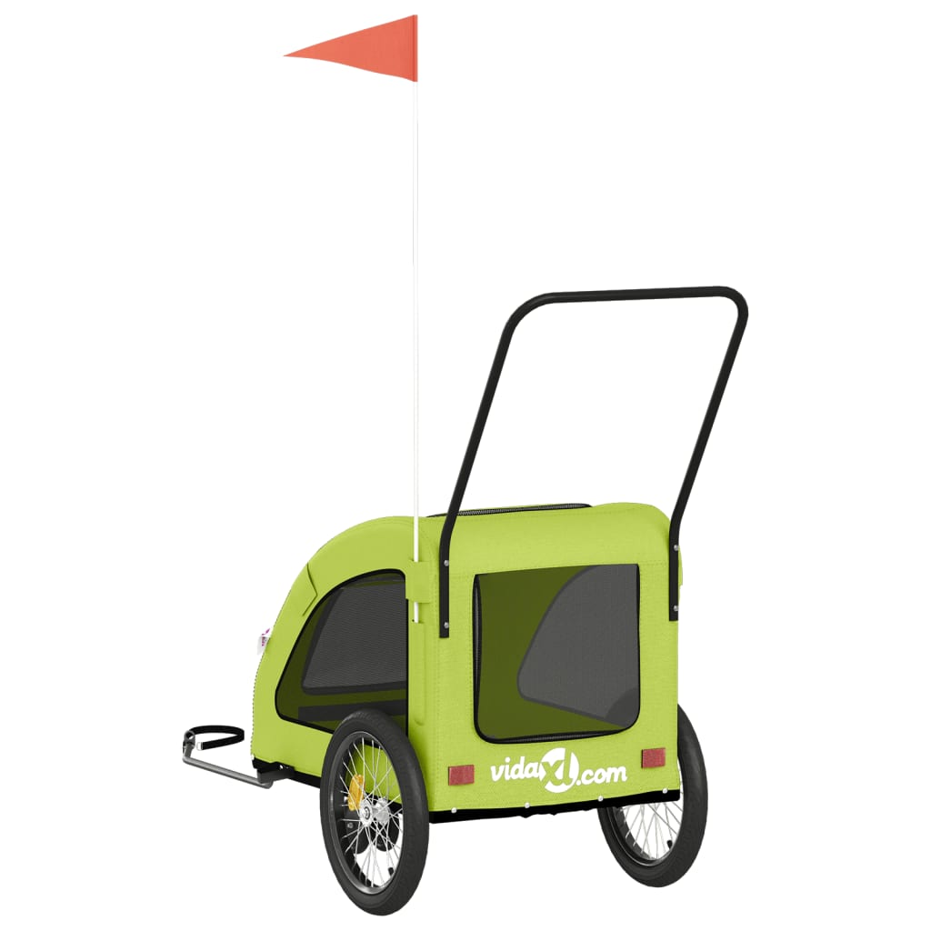Rimorchio da Bici per Animali Verde Oxford e Ferro - homemem39