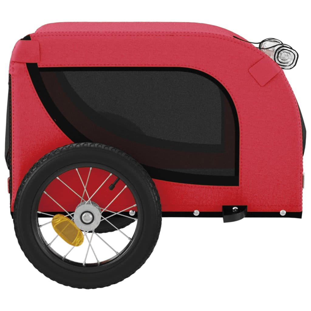 Rimorchio da Bici per Animali Rosso e Nero Oxford e Ferro - homemem39