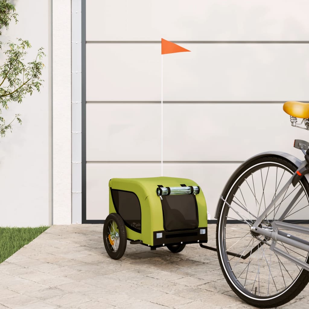 Rimorchio da Bici per Animali Verde e Nero Oxford e Ferro - homemem39