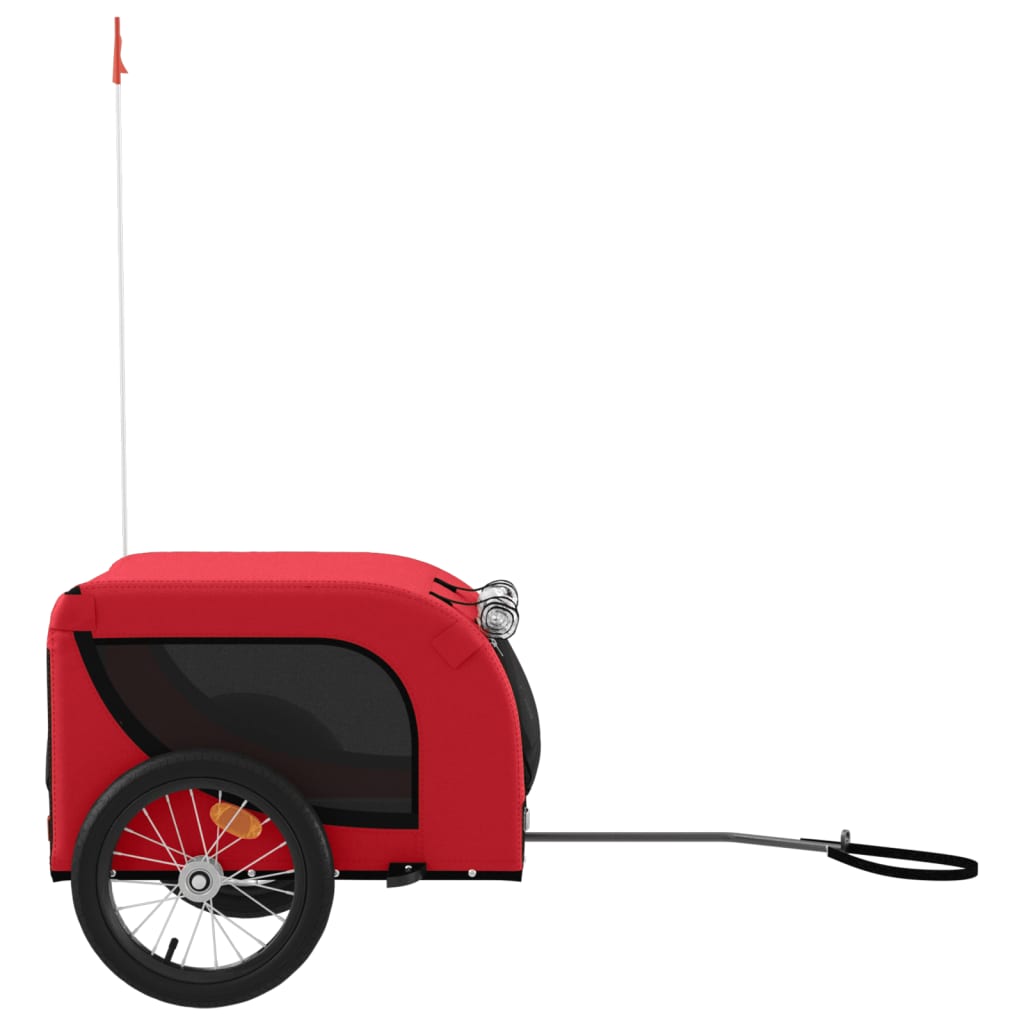 Rimorchio da Bici per Animali Rosso e Nero Oxford e Ferro - homemem39