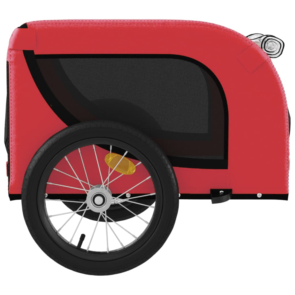 Rimorchio da Bici per Animali Rosso e Nero Oxford e Ferro - homemem39