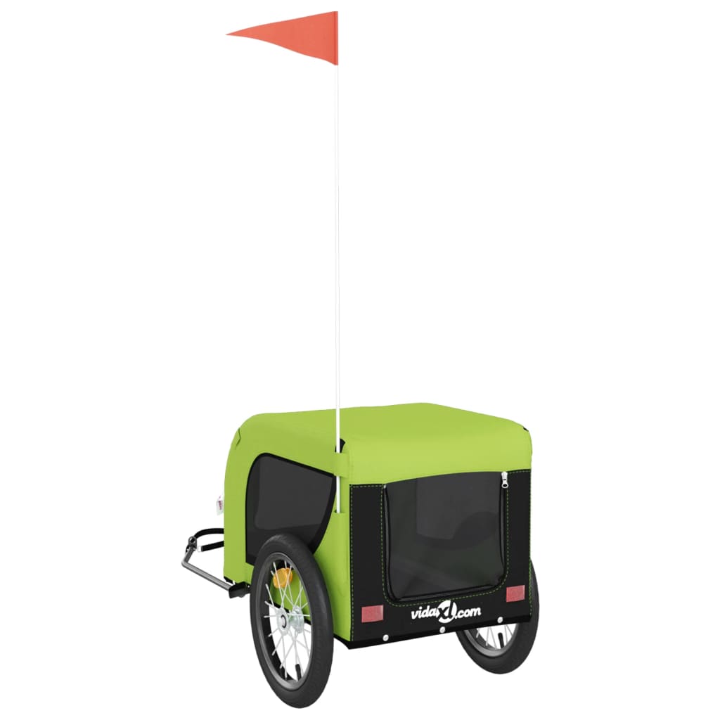Rimorchio da Bici per Animali Verde e Nero Oxford e Ferro - homemem39
