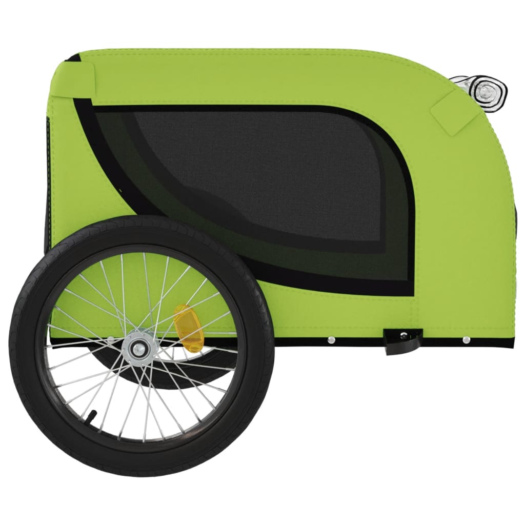 Rimorchio da Bici per Animali Verde e Nero Oxford e Ferro - homemem39