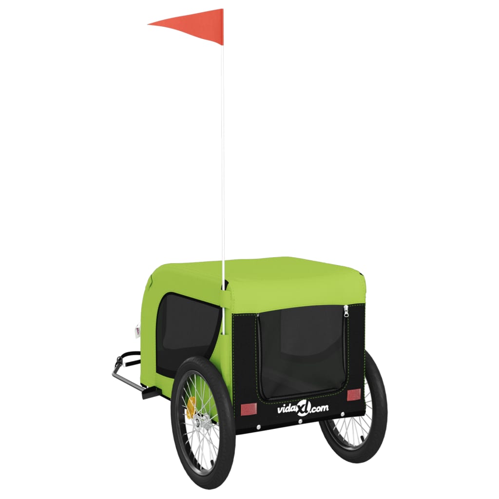 Rimorchio da Bici per Animali Verde e Nero Oxford e Ferro - homemem39